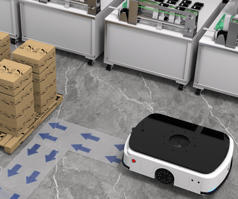 Anwendungsfall: Intelligente Führung, automatisierter Transport von Sandstrahlenprodukten