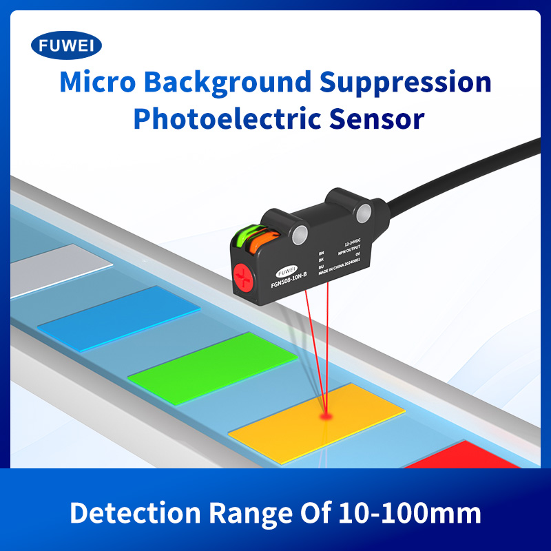 Optische Sensoren, einstellbarer Erkennungsabstand 10–100 mm, mit fotoelektrischem Sensor mit Hintergrundunterdrückung